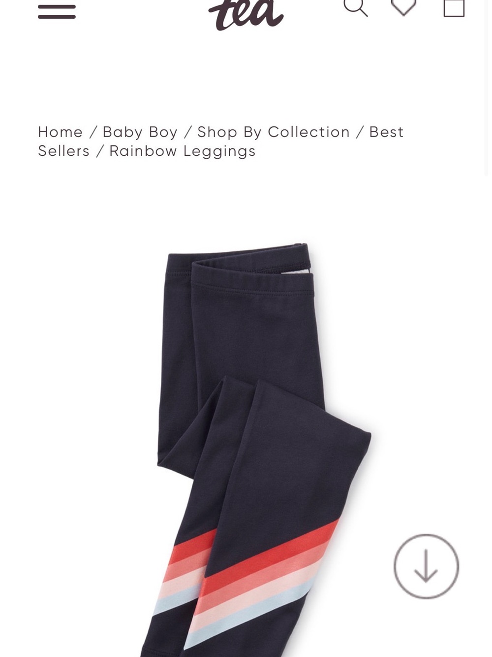Tea Collection Navy Leggings with Rainbow Chevron Stripes